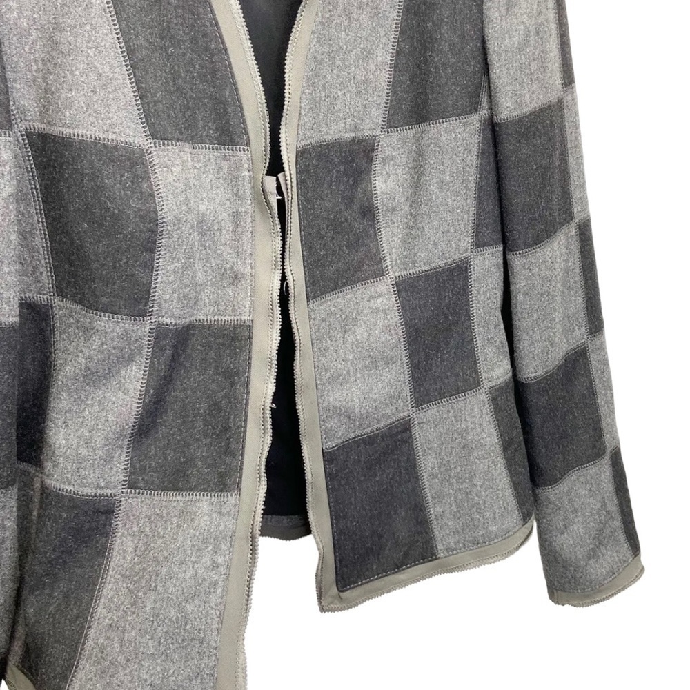 Basler Womens Check Buffalo Plaid Gray Black Wool Blazer Lined Jacket 38 US 8-10 - Picture 3 of 10